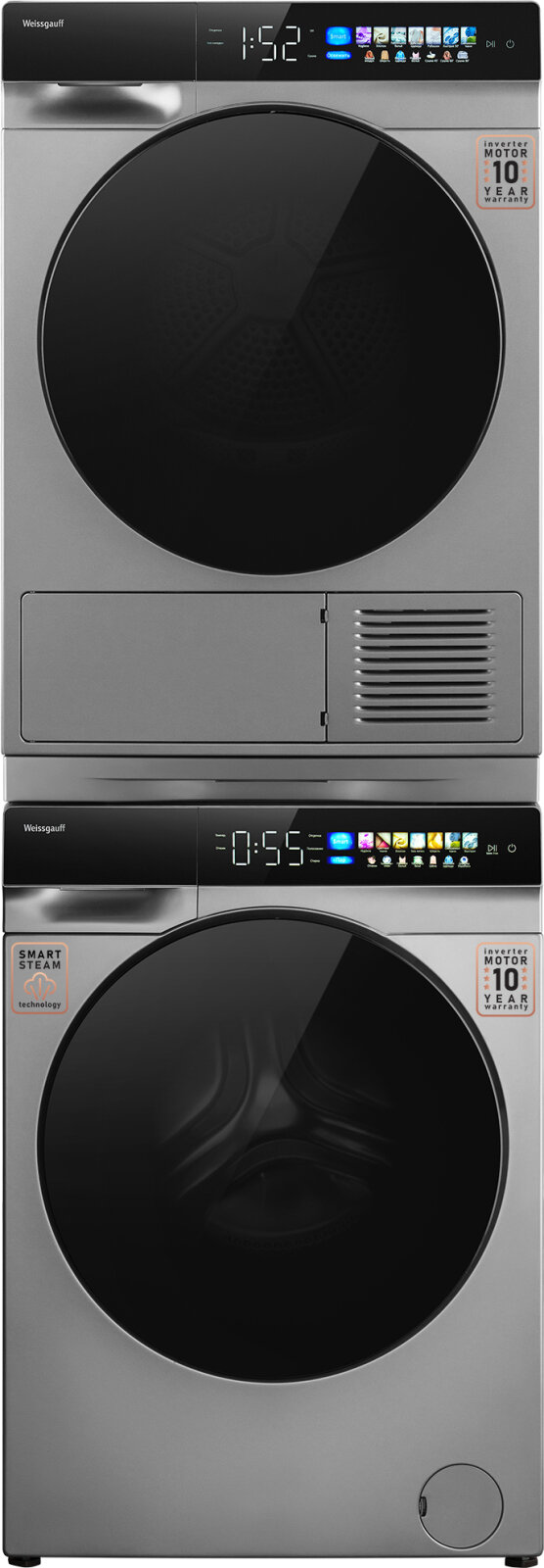 Сушильная машина с инвертором и ультрафиолетом Weissgauff WD 998 Heat Pump Full Touch Silver — фото 13