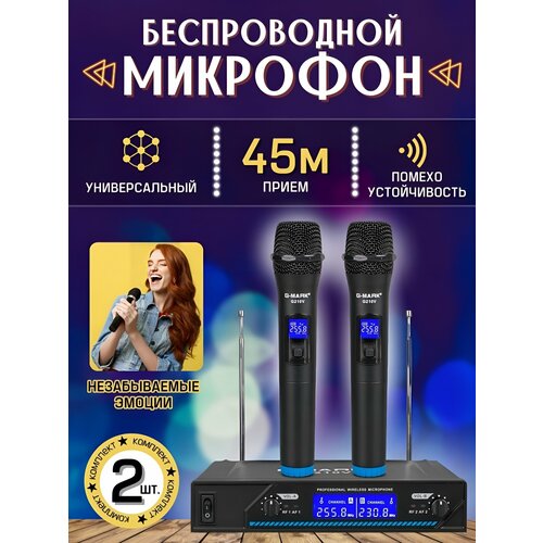 Беспроводные караоке микрофоны профессиональные 2 шт с двухканальным ресивером 599000₽