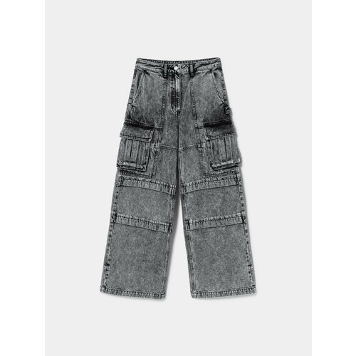 фото Джинсы карго juun.j acid multi-pocket cargo denim, размер xs, серый