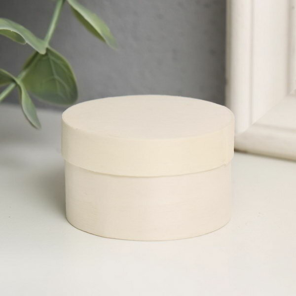 фото Шкатулка дерево под роспись круглая "Тонкий лист" 4.7х4.7х3 см