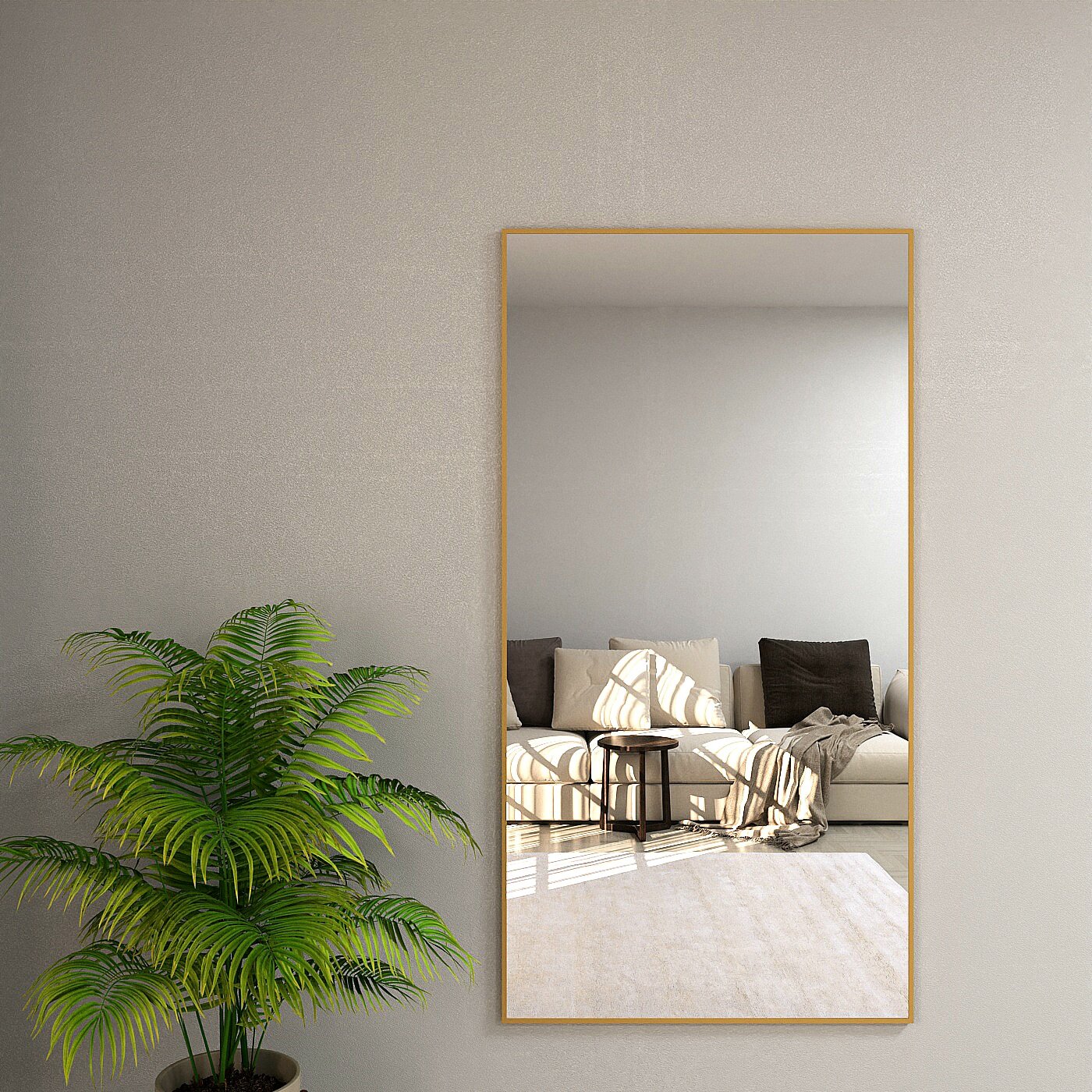 Зеркало настенное в алюминиевой раме ONE MARKET , 160х80 см. Золото