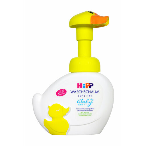 фото Hipp пенка моющая для лица и рук babysanft "уточка" для чувствительной кожи с дозатором детская, 250 мл