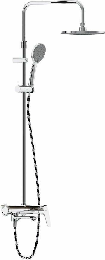 фото ДС Jupiter со смесителем полкой: верхний душ, ручной душ, штанга варио, хром