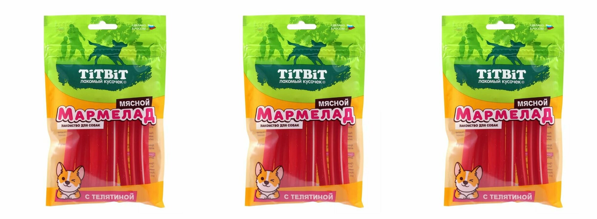 Titbit Лакомство для собак Мармелад мясной с Телятиной, 120 г, 3 уп