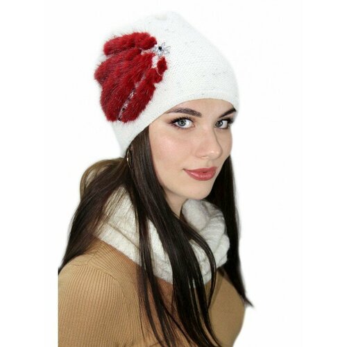 фото Комплект lemmex комплект "адельмия" шапка+стойка-хомут, размер 59-60, белый