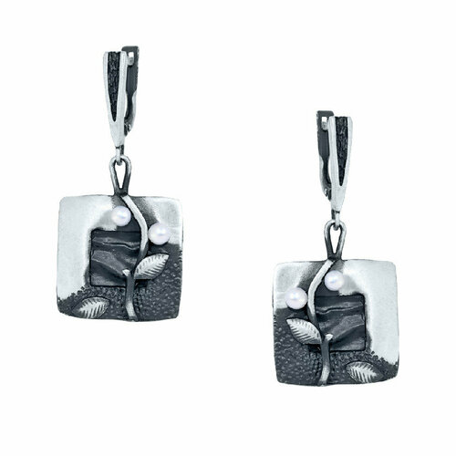 Серьги серебро, 925 проба, чернение, жемчуг