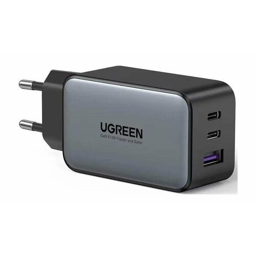 Сетевое зарядное устройство UGREEN CD244 USB-A + 2 USB-C 65W GAN (10335) Серый сетевое зарядное устройство gan gogadget citypump 65вт два type c один usb a с дисплеем для быстрой зарядки