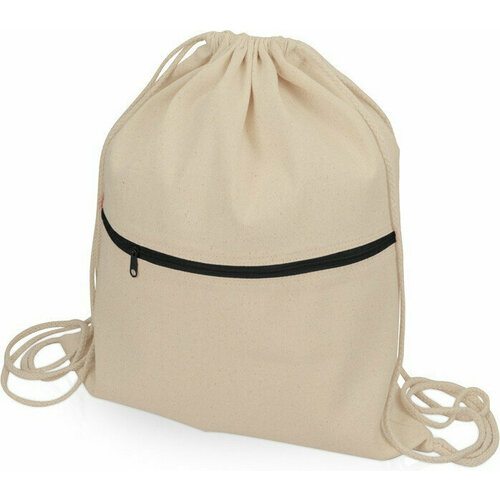 фото Рюкзак-мешок хлопковый lark с цветной молнией, натуральный/черный без бренда