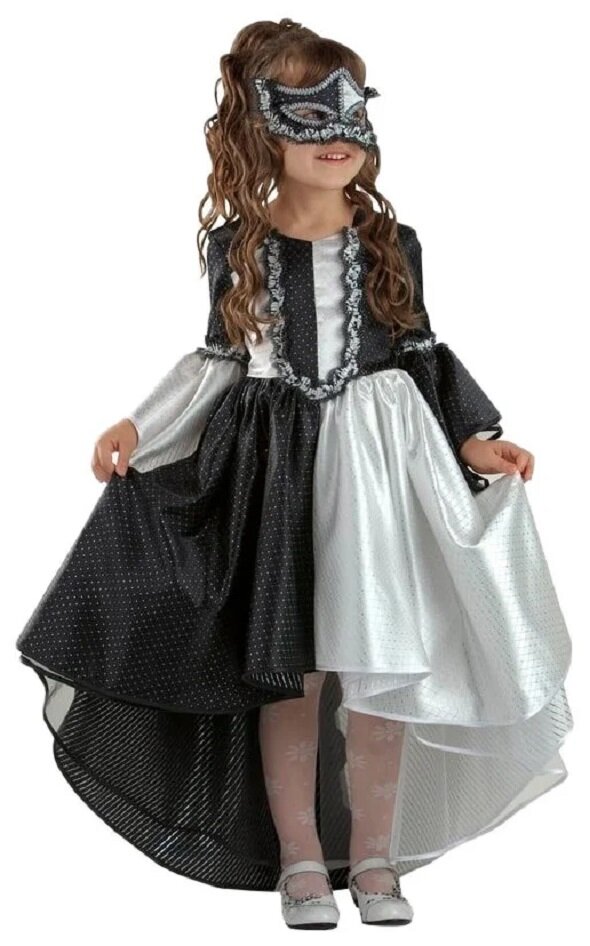 Карнавальный костюм для девочки "Домино" размер 116 - 30, цвет чёрный/белый
