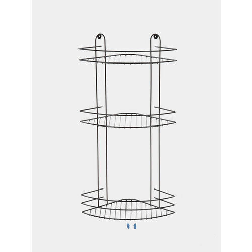 Полка угловая настенная органайзер для ванной комнаты кухни бани металлическая Цвет Черный 1699₽