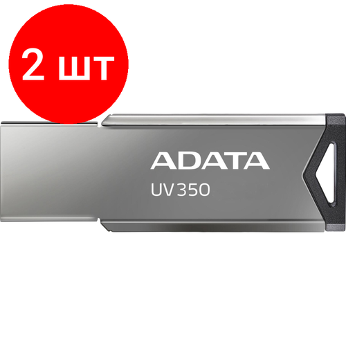 Комплект 2 штук, Флеш-память A-DATA UV350, 64GB, AUV350-64G-RBK usb flash drive 64gb a data uc310 64g rwh