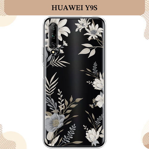 Силиконовый чехол Цветы сепия на Huawei Y9s / Хуавей Y9s, прозрачный силиконовый чехол на huawei y9s хуавей y9s дикие полевые цветы прозрачный