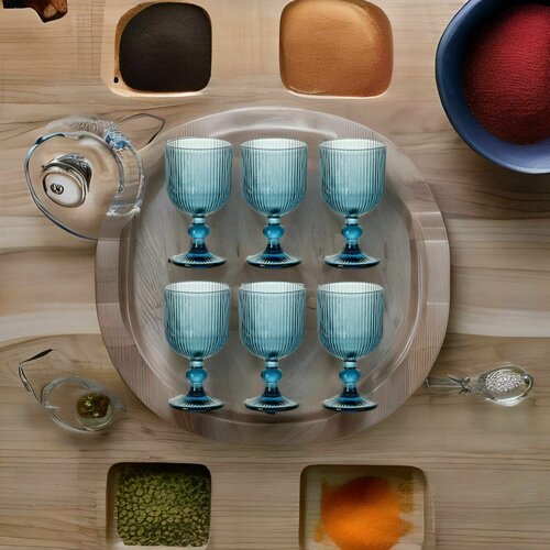 Набор бокалов грани 6шт 330 мл цвет синий