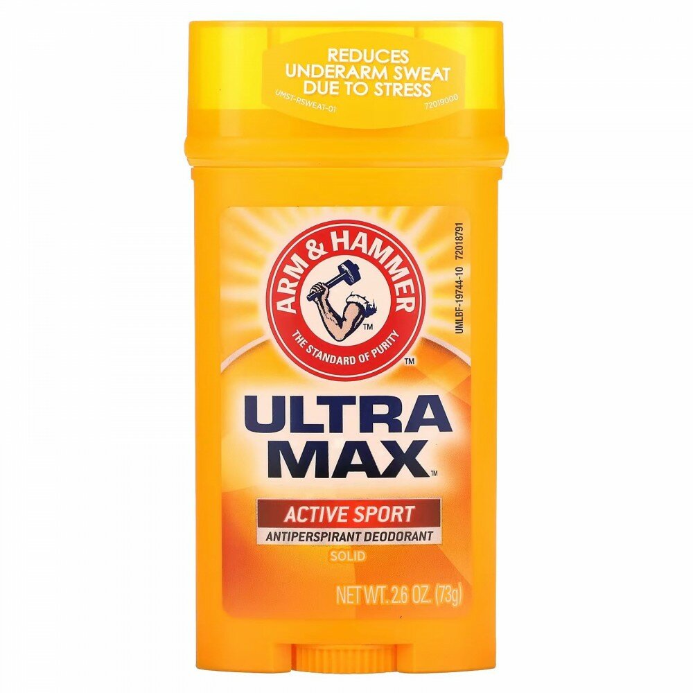 Arm & Hammer, UltraMax, твердый дезодорант для мужчин, Active Sport, 73 г