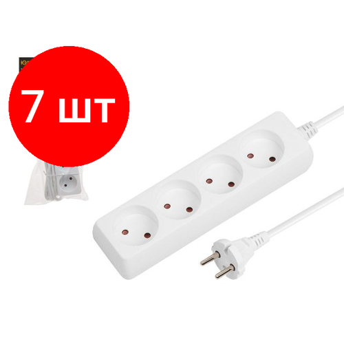 Комплект 7 штук, Удлинитель 3м (4 роз, 2.2кВт, б/з, ПВС 2х0.75) Юпитер (JP8101-25) (юпитер)