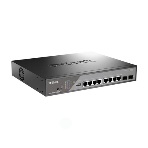 Коммутатор D-Link Настраиваемый L2 с 8 портами 101001000Base-T и 2 портами 1000Base-X SFP 8 портов PoE 8023afatbt PoE-бюджет 242 Вт 2401800₽