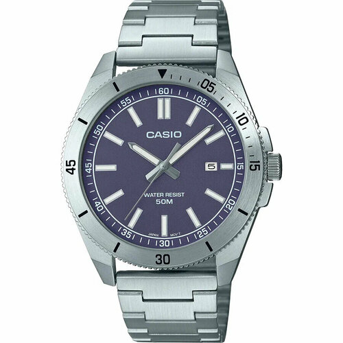 фото Наручные часы casio collection mtp-b155d-2e, голубой, серебряный