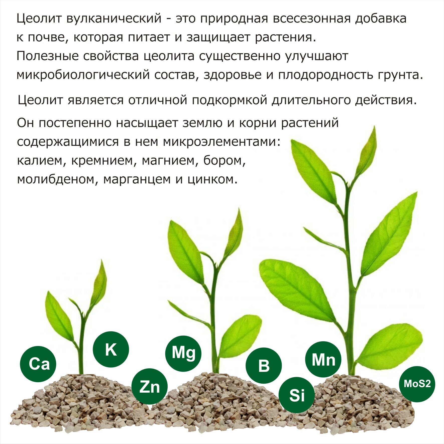 Цеолит вулканический натуральный, фракция 3-5 мм, 1,4 кг / минеральное удобрение для растений / почвоулучшитель для сада, огорода, цветоводства