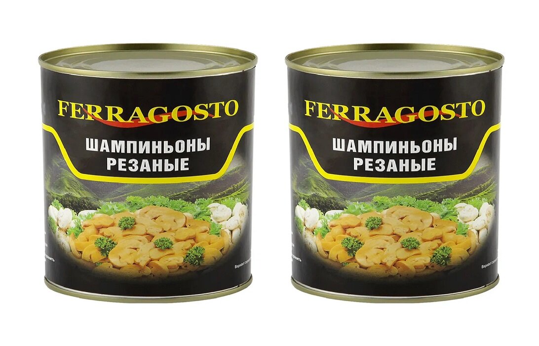 Грибы шампиньоны резаные, FERRAGOSTO, 425 мл