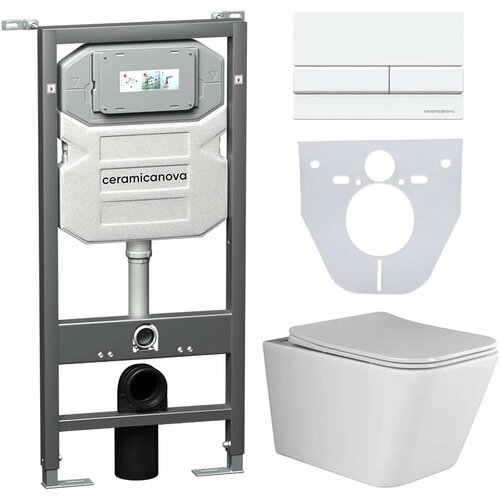 Комплект подвесной унитаз Ceramica Nova Metric CN3007 + система инсталляции Ceramica Nova Envision Flat CN1002W + CN1000 комплект подвесной унитаз ceramica nova metric cn3007 система инсталляции ceramica nova envision flat cn1002m cn1000