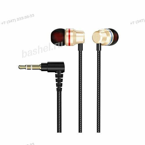 Наушники вставные Perfeo IRON золотые металлические с тканевым проводом электротовар 880₽