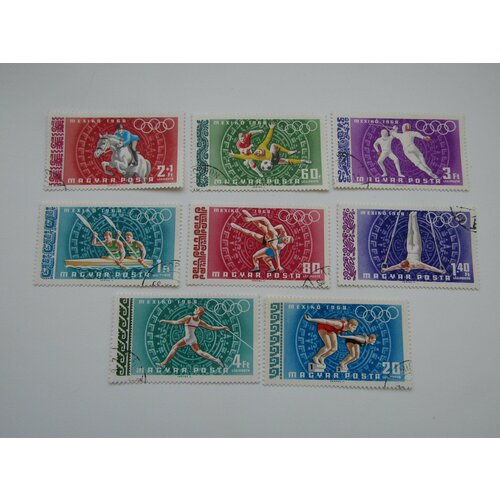 Марки. Спорт. Венгрия. 1968. Олимпиада. 8 штук марки спорт либерия 1968 олимпиада 3 штуки