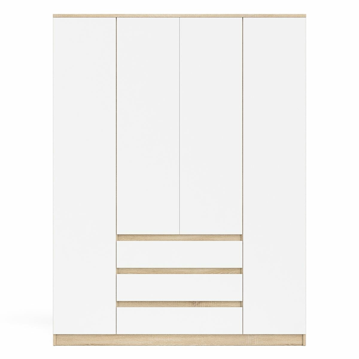 Шкаф-комод с тремя ящиками и четырьмя дверками Мори МШ1600.1 цвет дуб сонома/белый