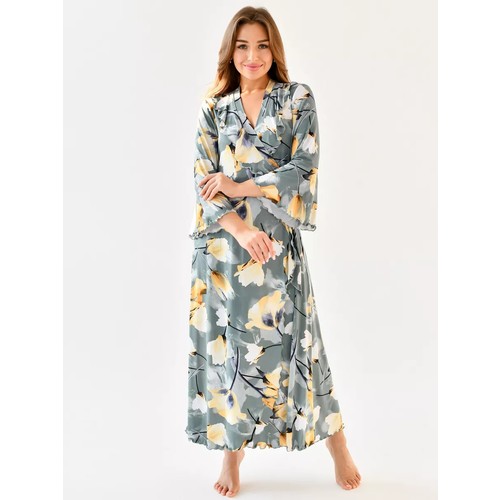 фото Халат текстильный край, размер 44, зеленый, желтый