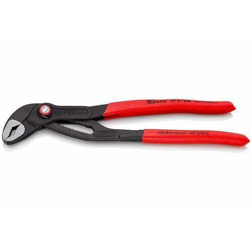 Переставные клещи KNIPEX COBRA QuickSet с фиксатором, быстрая установка, L-250 мм KN-8721250SB клещи переставные knipex cobra® зев 42 мм длина 180 мм фосфатированные обливные ручки sb