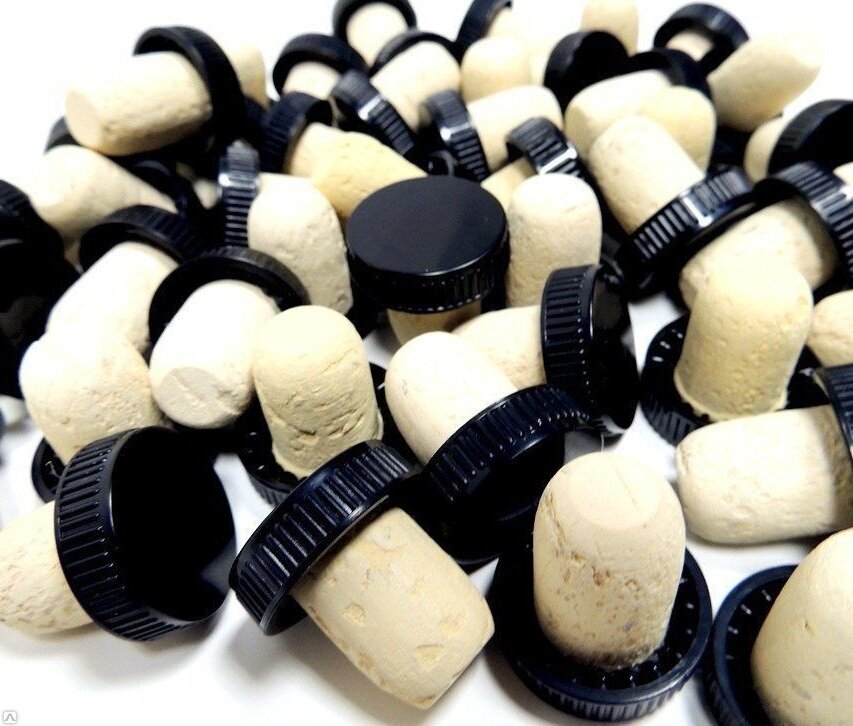 фото Пробка корковая Т-образная "Камю", двухкомпонентная, черная - 30 шт.