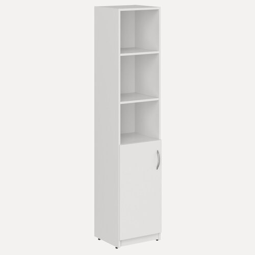 Изображение товара Узкий шкаф пенал SKYLAND SIMPLE SR-5U.5 левый, белый, 38х37х181 см с дверкой и открытыми полками