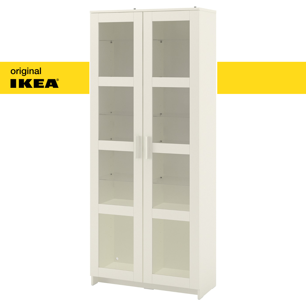 Шкаф-витрина икеа IKEA Brimnes Бримнэс, 80x190 см, белый