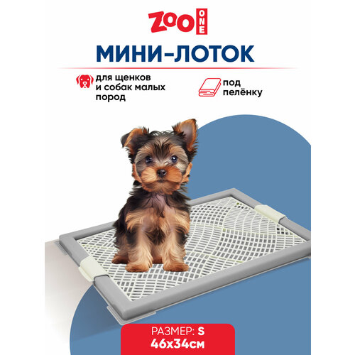 Туалет (лоток) для собак ZooOne "Мини" с сеткой 46*34*2,5 см (серый) P104-04