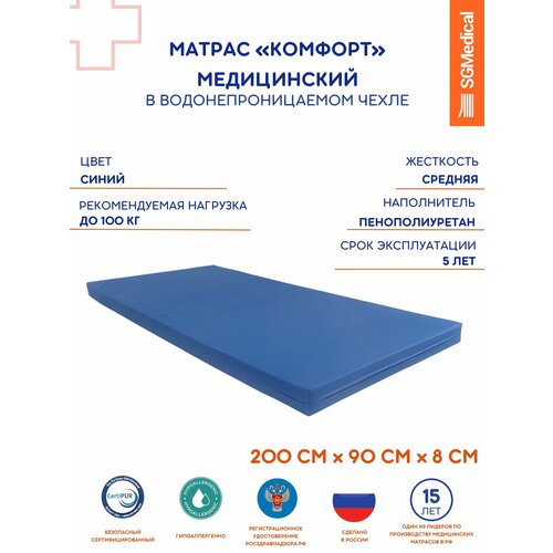 Матрас медицинский в водонепроницаемом чехле 200908 см матрас для лежачих больных 5130₽