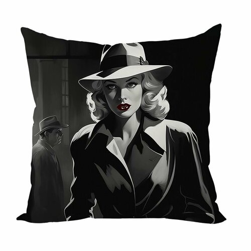 Zaberite Подушка декоративная 40х40/ Блондинка Нуар / велюр / подарок / подушка диванная / подушка для интерьера