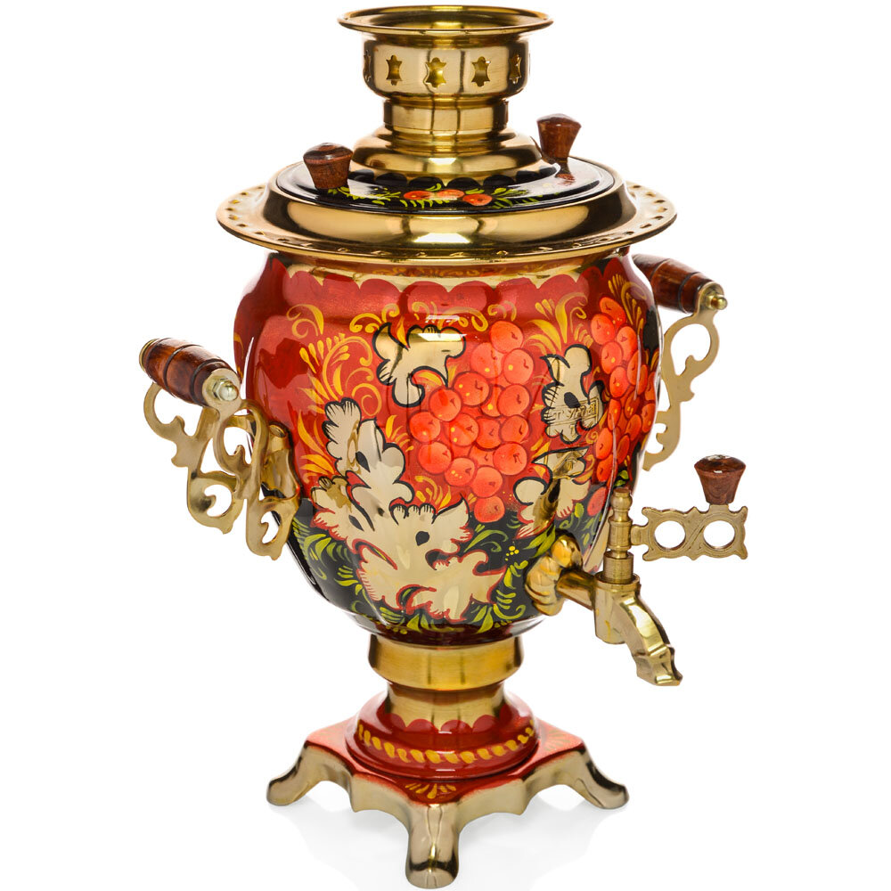 фото Самовар электрический 3 литра с художественной росписью «Рябина кудрявая» формы «Жёлудь»