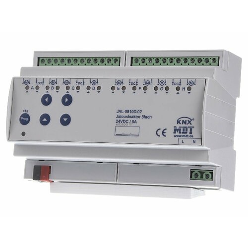 Привод затвора Sunblind 8-кратный, 8A, 24VDC для домашней автоматизации KNX JAL-0810D.02 – MDT – 4251916130640