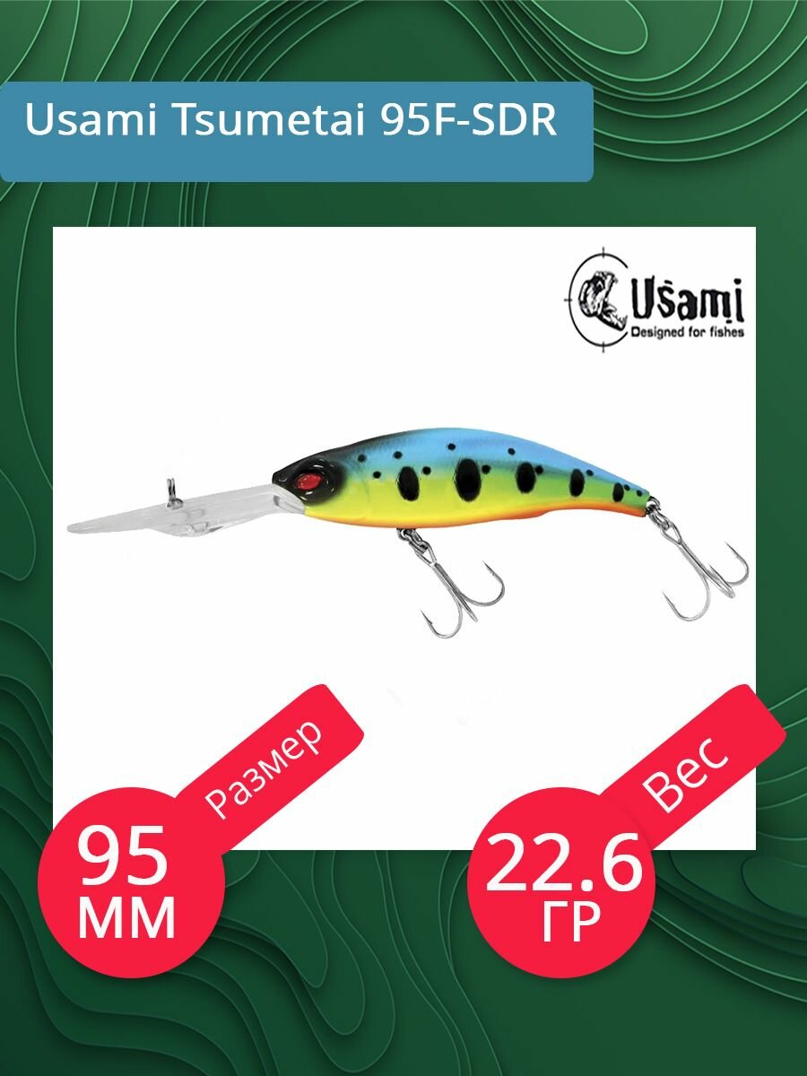 Воблер для рыбалки Usami Tsumetai 95F-SDR, 22.6 гр, цвет #613, (плавающий)