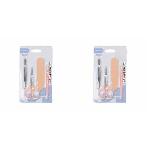 Farres cosmetics Набор для маникюра и коррекции бровей 4 предмета в упаковке комплект из 2 упаковок 517₽