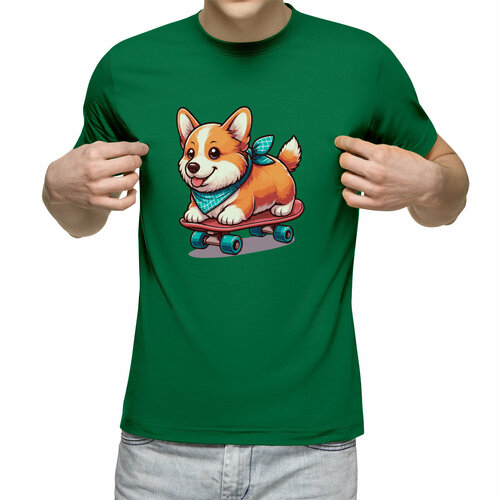 Футболка Us Basic, размер L, зеленый мужская футболка собачка корги космонавт m белый