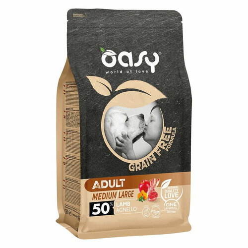 Oasy Dry Dog Grain Free Adult Medium сухой корм для взрослых собак средних и крупных пород беззерновой с ягненком 12 кг корм для собак nutro grain free говядина с томатами 85 г