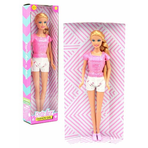 Кукла гнущаяся Fashion girl 29 см розово-белый костюм Defa Lucy DF8443-KR1 940₽