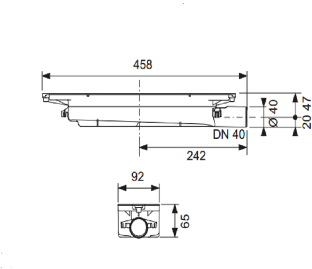 Сифон для душевого лотка TECE Drainprofile "заниженный" 673001 DN 40 боковой слив — фото 1
