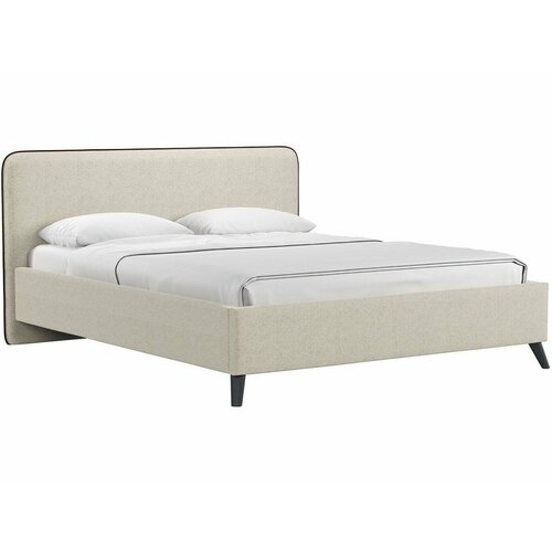 Миа кровать 160 Bravo white (светло-бежевый) / кант Лайт 10 Велюр (коричневый)