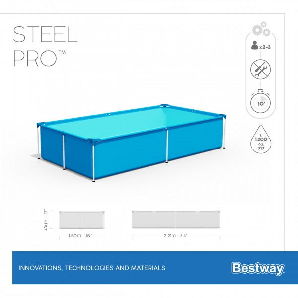 Обзор: Bestway Каркасный бассейн Steel Pro 221х150х43см, 1200л, Bestway (56401 BW)