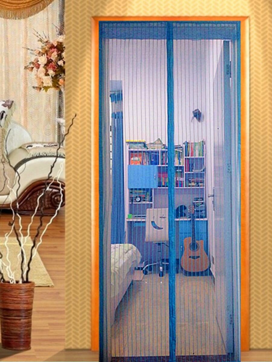 фото Москитная сетка на дверь магнитная 100*210 синяя