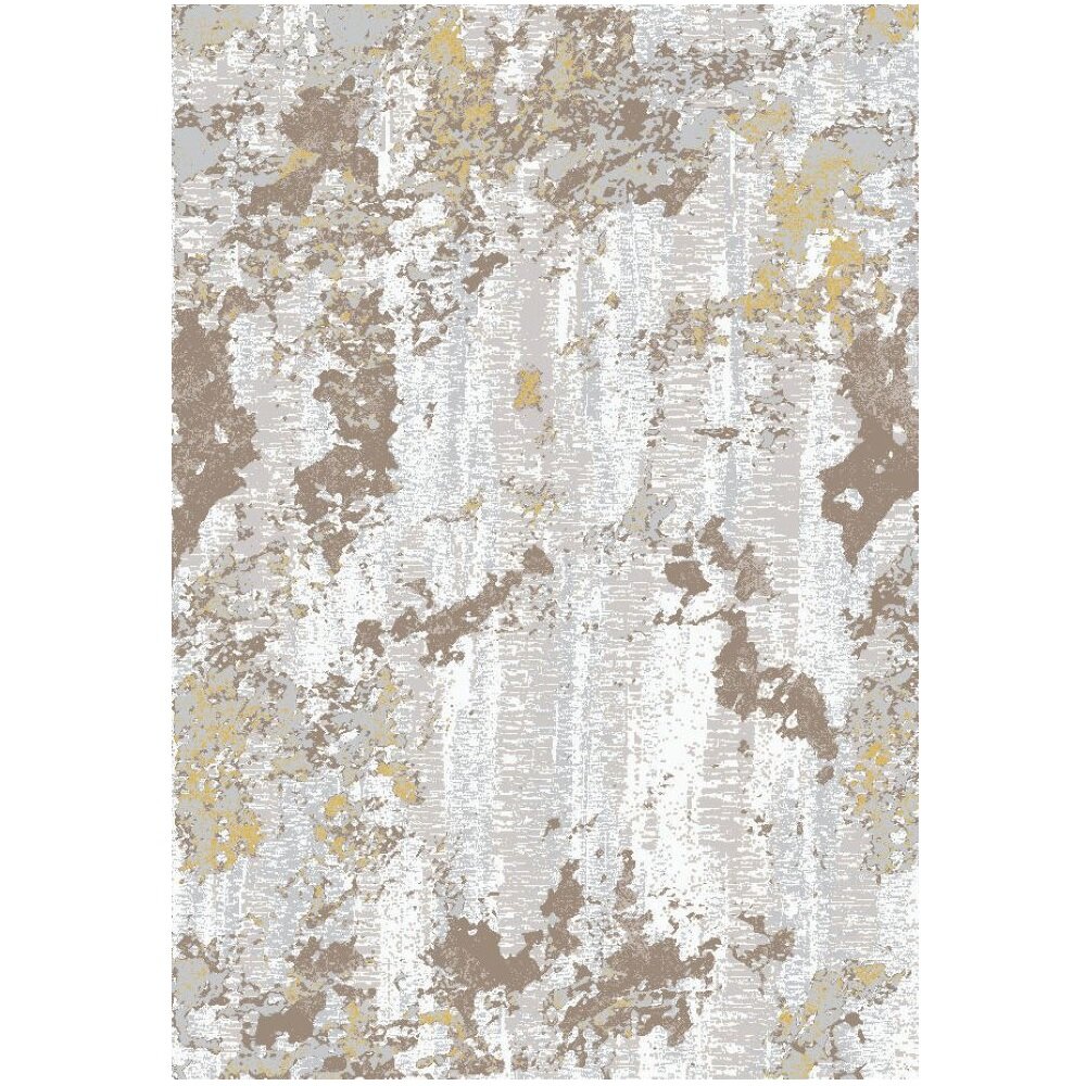 Ковер тканый с двухуровневым ворсом коричнево-кремовый 