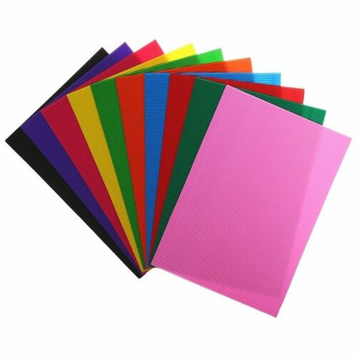 Картон цветной гофрированный А4 10 листов 10 цветов 587₽