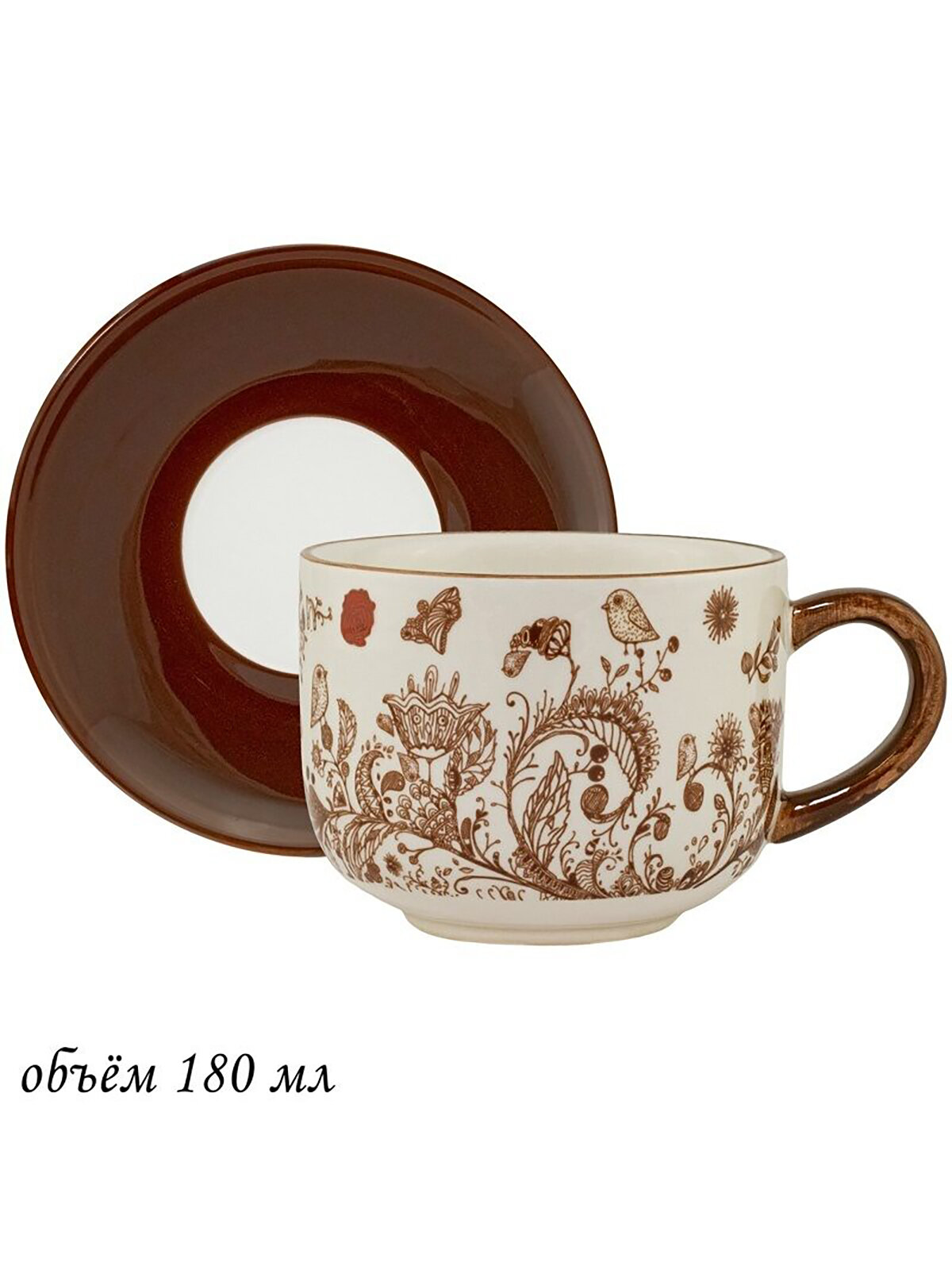 фото Чайная пара Lenardi Птичий дворик, из керамики, 180 мл