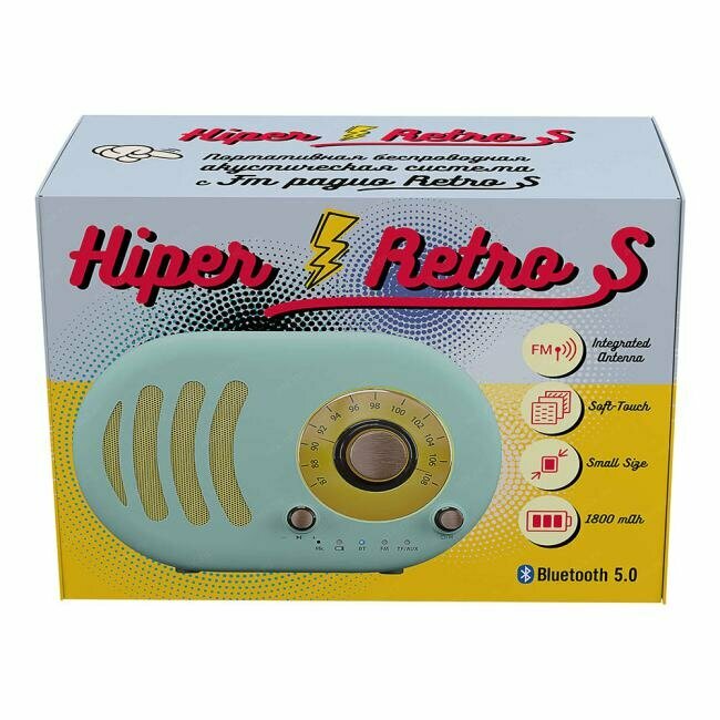 Портативная колонка HIPER Retro S, 5Вт, бирюзовый / желтый [retro s cyan] - фото №14